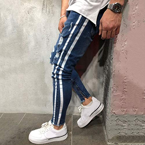 Gusspower Pantalones Vaqueros Hombres Rotos Pitillo Slim Fit Skinny Pantalones Casuales Elasticos Agujero Pantalón Personalidad Jeans (Azul Oscuro D, S)