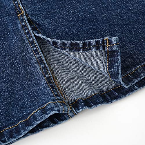 H HIAMIGOS Mujer Retro Falda de Mezclilla Midi Vaquera Faldas, Negro