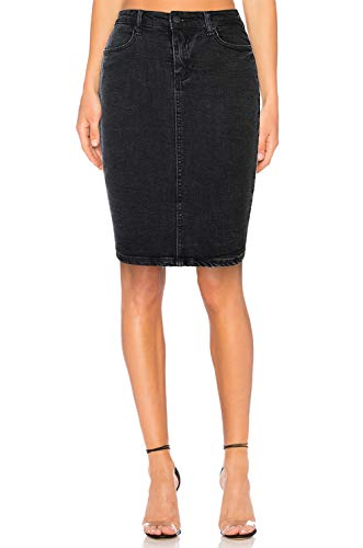 H HIAMIGOS Mujer Retro Falda de Mezclilla Midi Vaquera Faldas, Negro