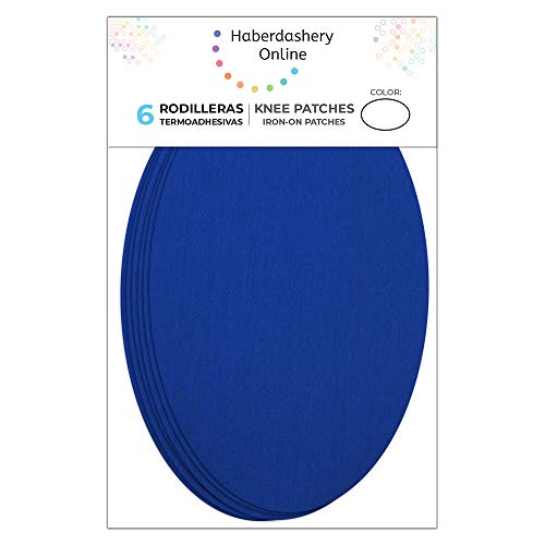 Haberdashery Online 6 Rodilleras Color Azulón termoadhesivas de Plancha. Coderas para Proteger tu Ropa y reparación de Pantalones, Chaquetas, Jerseys, Camisas. 16 x 10 cm. RP2