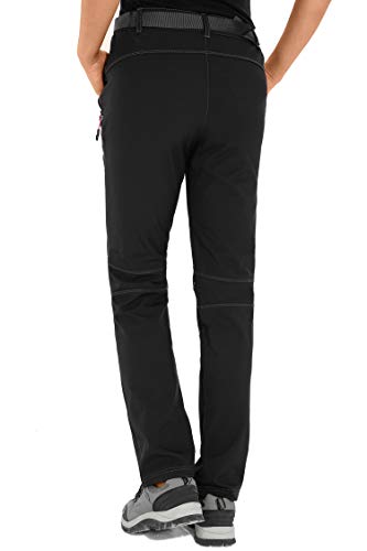 HAINES Pantalones de Montaña Mujer Invierno Pantalon Trekking Impermeables Pantalones para Senderismo Pantalón Softshell, Estilo 2: Negro, Gr. EU-L