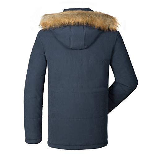 HAINES Parkas Hombre Abrigo Invierno Chaqueta Parka con Capucha Cálido Chaqueta Militar BLU 2XL