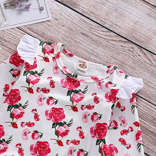 HaiQianXin 2 unids/Set Niño recién Nacido Moda para niños Chica Flor Rosa Mameluco de Manga Larga + Tutu Falda de Malla (Color : 18M-24M)