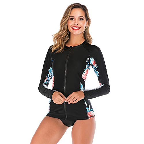 Handfly Rashguard para Mujer Rash Guard Manga Larga con Cremallera Rash Chaleco Mujer Rashguard Top Mujer Rashguard Traje de baño Traje de baño Traje de Surf Mujer