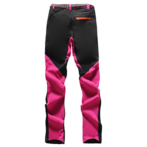 Haobing Mujer Pantalones de Escalada con cinturón Pantalones de Trekking Softshell Pantalón de Acampada y Marcha (#1 Rose, CN L)