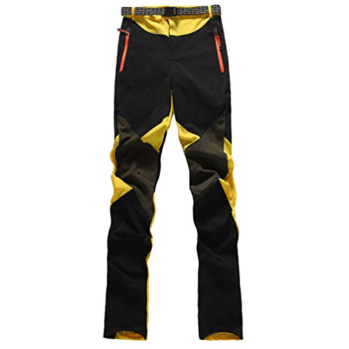 Haobing Mujer Pantalones de Escalada con cinturón Pantalones de Trekking Softshell Pantalón de Acampada y Marcha (#2 Yellow, CN S)