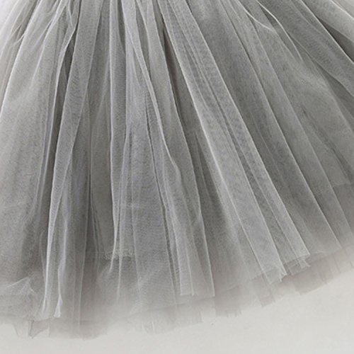 Happy Cherry - Falda de Fiesta Tul Niña 3 Capas Malla de Volantes Cintura Elástica Baile Vida Diaria Boda Cumpleaños 130cm 7-8 Años - Gris
