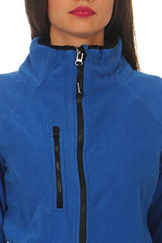 Happy Clothing Chaqueta de forro polar para mujer, para exterior, sin capucha, con cuello, color azul oscuro, negro, tallas S, M, L azul S