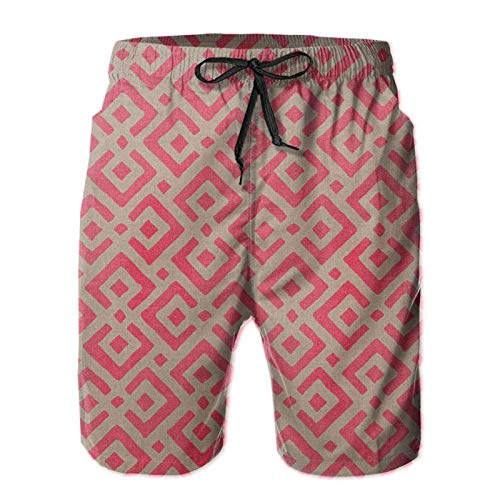 HARLEY BURTON Pantalones cortos de natación para hombre, diseño de cuadros rojos, secado rápido, para surf, playa, con cordón ajustable