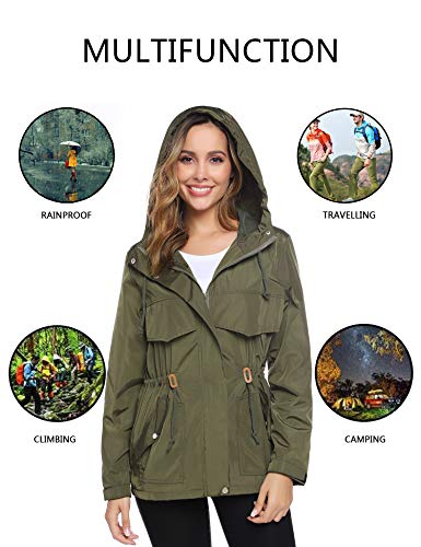 Hawiton Abrigos Impermeables para Mujer Ligera Chubasquero Seco RáPido Chaqueta Cortavientos con Capucha Chaqueta Deportiva