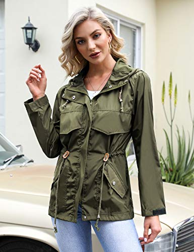 Hawiton Abrigos Impermeables para Mujer Ligera Chubasquero Seco RáPido Chaqueta Cortavientos con Capucha Chaqueta Deportiva