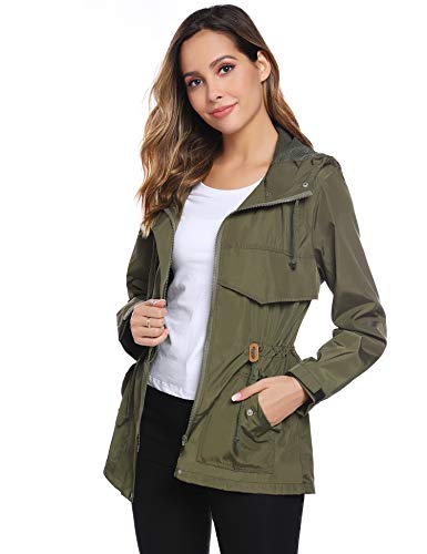 Hawiton Abrigos Impermeables para Mujer Ligera Chubasquero Seco RáPido Chaqueta Cortavientos con Capucha Chaqueta Deportiva