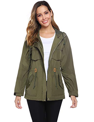 Hawiton Abrigos Impermeables para Mujer Ligera Chubasquero Seco RáPido Chaqueta Cortavientos con Capucha Chaqueta Deportiva