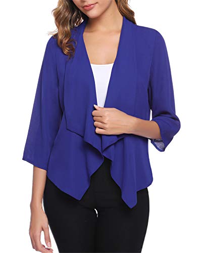 Hawiton Bolero Mujer para Fiesta Torera Cárdigan de Gasa Manga 3/4 Chaqueta Ligero Blazer para Primavera,Verano,Otoño