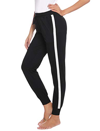 Hawiton Pantalon Chandal Mujer Largos Pantalones de Deporte Yoga Fitness Jogger Pantalones de Punto de Rayas