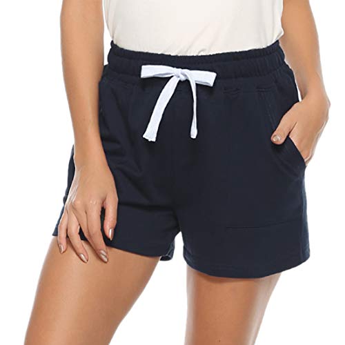 Hawiton Pantalones Cortos Mujer Verano Pantalón de Algodón Elástico Shorts Casual para Mujer