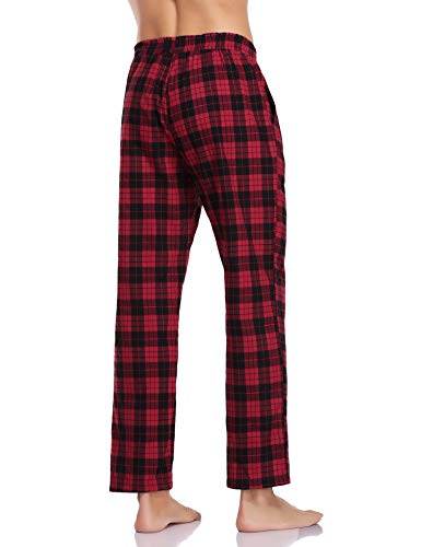 Hawiton Pantalones de Pijama Hombre Algodón Largo Pantalones de Dormir Hombre Invierno de Cuadros Pantalón Pijama de Estar por Casa