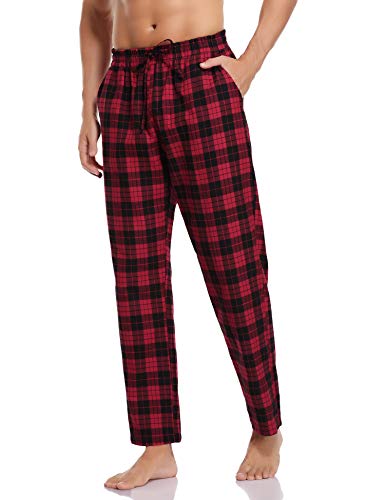 Hawiton Pantalones de Pijama Hombre Algodón Largo Pantalones de Dormir Hombre Invierno de Cuadros Pantalón Pijama de Estar por Casa