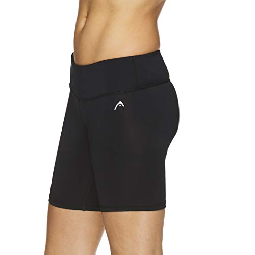 HEAD Women's Compression Workout Shorts - High Waisted Performance Gym & Running Short - 7 Inch Inseam - Black, Large