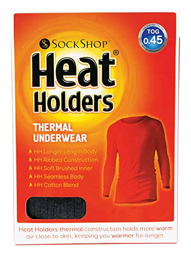 HEAT HOLDERS - Hombre Algodon Invierno Manga Larga Camiseta Interior Termica (X-Large (44-46" Chest), Charcoal)