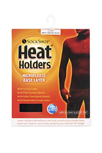HEAT HOLDERS - Hombre Microfleece Invierno Camiseta Interior Termica Manga Larga para Frio con Cremallera (Large (42-44" Chest), Microfleece)