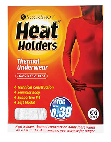 HEAT HOLDERS - Mujer Algodon Invierno Camiseta Interior Termica Manga Larga para Frio (S/M (32-38" Bust), White)