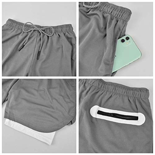 heekpek Pantalones Cortos Hombre Sport Verano Shorts Deportivos Transpirables de Doble Capa con Bolsillos Pantalon Corto Hombre Deporte