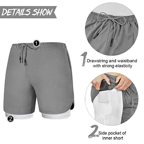 heekpek Pantalones Cortos Hombre Sport Verano Shorts Deportivos Transpirables de Doble Capa con Bolsillos Pantalon Corto Hombre Deporte