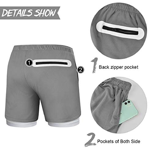 heekpek Pantalones Cortos Hombre Sport Verano Shorts Deportivos Transpirables de Doble Capa con Bolsillos Pantalon Corto Hombre Deporte