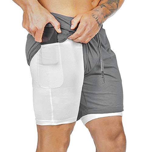 heekpek Pantalones Cortos Hombre Sport Verano Shorts Deportivos Transpirables de Doble Capa con Bolsillos Pantalon Corto Hombre Deporte