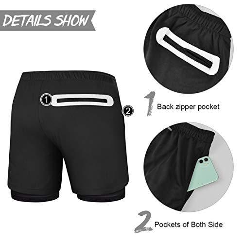 heekpek Shorts Deportivos Fitness Hombre Pantalón Corto Pantalones Cortos Deportivos para Correr Compresión Interna Secado Rápido Transpirable con Forro de Bolsillo al Aire Libre