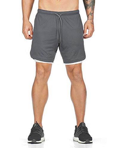 heekpek Shorts Deportivos Fitness Hombre Pantalón Corto Pantalones Cortos Deportivos para Correr Compresión Interna Secado Rápido Transpirable con Forro de Bolsillo al Aire Libre
