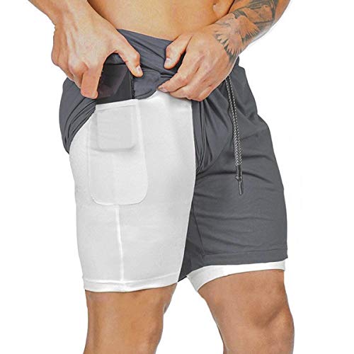 heekpek Shorts Deportivos Fitness Hombre Pantalón Corto Pantalones Cortos Deportivos para Correr Compresión Interna Secado Rápido Transpirable con Forro de Bolsillo al Aire Libre