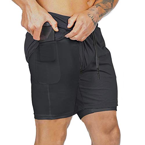 heekpek Shorts Deportivos Fitness Hombre Pantalón Corto Pantalones Cortos Deportivos para Correr Compresión Interna Secado Rápido Transpirable con Forro de Bolsillo al Aire Libre