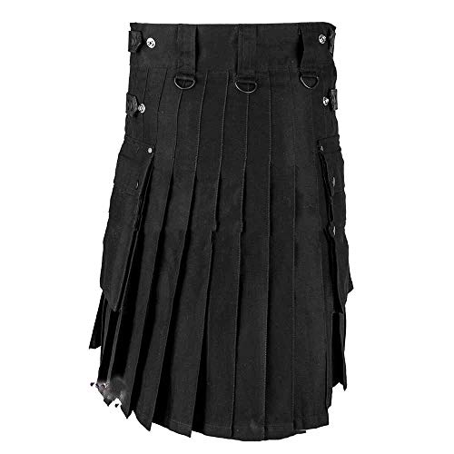 hellomiko Vestido escocés Tradicional escocés utilitario para Hombre, Falda Escocesa Vintage Medieval con Bolsillos