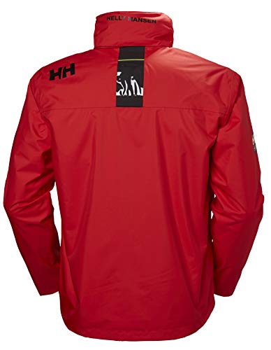 Helly Hansen Crew Hooded Midlayer Chaqueta impermeable, cortavientos y transpirable, con forro polar y capucha integrados, Hombre, Rojo (Alert Red), XS