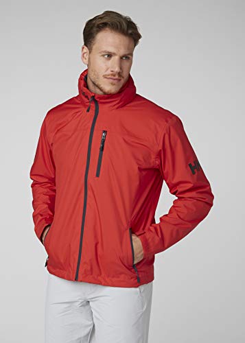 Helly Hansen Crew Hooded Midlayer Chaqueta impermeable, cortavientos y transpirable, con forro polar y capucha integrados, Hombre, Rojo (Alert Red), XS
