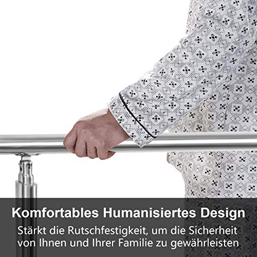 Hengda Pasamanos escalera acero inox 160 * 4.2 * 106.5cm,0 barras,barandilla con kit de instalación,para interiores y exteriores, escaleras, balcón, balaustrada