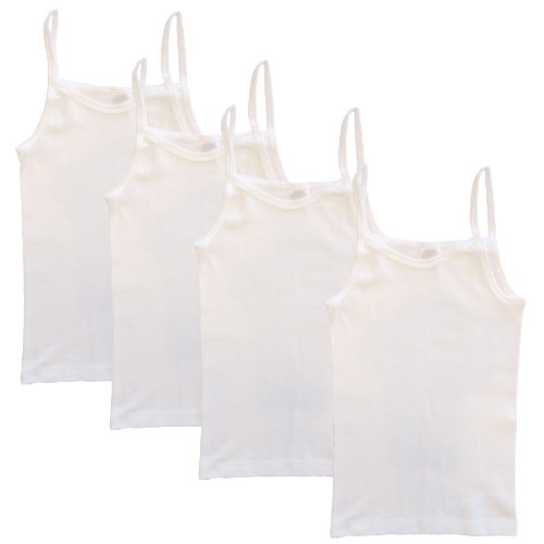 HERMKO 2460 Kit de Cuatro Camisetas Interiores para Chicas, Hechas de algodón 100% de la UE, Camiseta Interior de Fibra Natural para Chicas, Precio de fábrica, Farbe:Blanco, Größe Kinder:3-4 años