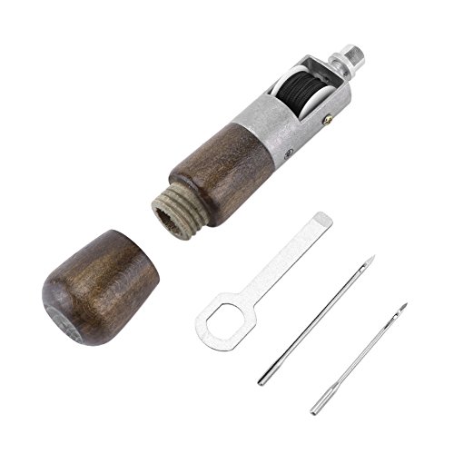 Herramienta De Coser a Mano De Cuero Hecho a Mano De Bricolaje Kit De Costura De Coser Puntada De Pespunte + 2 Agujas + Llave De Costura Kit De Herramientas De Puntada Artesanal Dos Agujas