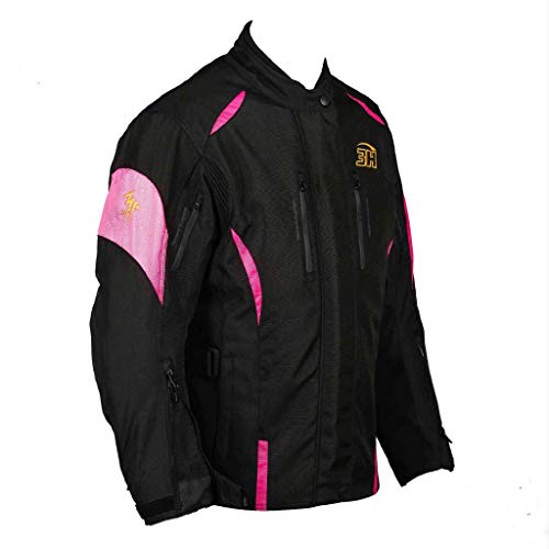 HHH SPORTS WEARS Chaqueta Moto Mujer Touring Protecciones (hombros y codos) (2XL, Rosa)