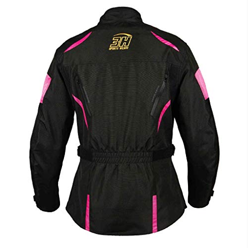 HHH SPORTS WEARS Chaqueta Moto Mujer Touring Protecciones (hombros y codos) (2XL, Rosa)