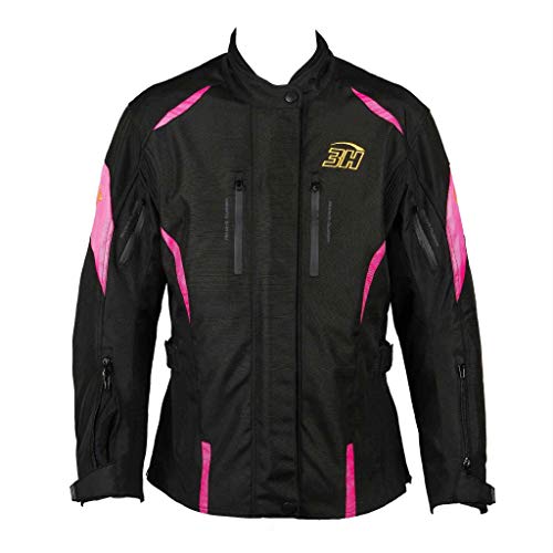 HHH SPORTS WEARS Chaqueta Moto Mujer Touring Protecciones (hombros y codos) (2XL, Rosa)