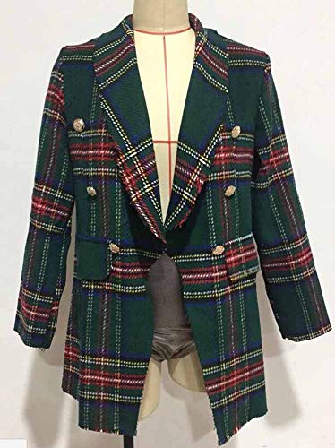 Hibasing Chaqueta a Cuadros Estilo Vintage para Mujer Blazer Estampado de Leopardo Cruzado