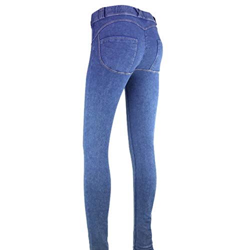 hibote Jeans para Mujer - Moda Slim Fit Elástico Flacos Ajustados Leggings Cintura Media Push up Casual Mezclilla Pantalones con Bolsillos