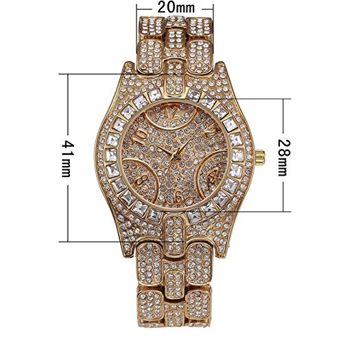 Hip-Hop Full Diamond Impermeable Iced out Reloj de Cuarzo Aleación Diamond Spiral Crown Modelos Femeninos