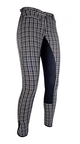 Hkm Pantalones de equitación para niños Andrea 3/4, con Ribete, Color Negro/a Cuadros, 158