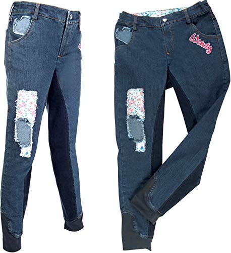 Hkm Pantalones de equitación Wendy Denim-3/4 Alos Besatz6100 Azul Vaquero, 164