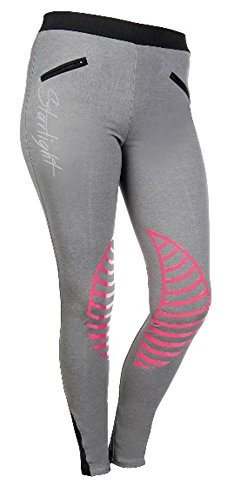 HKM Reitleggings-Starlight-Silikon-Kniebesatz Pantalones, Unisex Adulto, marrón/Naranja, 170/176