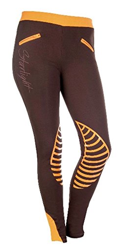 HKM Reitleggings-Starlight-Silikon-Kniebesatz Pantalones, Unisex Adulto, marrón/Naranja, 170/176
